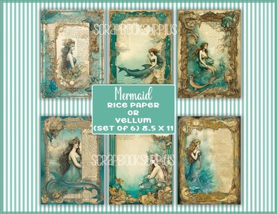 Decoupage Rice Paper OR Vellum Printed Sheets - Set of 6 - 8.5 x 11 - Decoupage  Paper - Rice Paper Sheets - Rice Paper - Decoupage Supplies